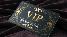 luxurious-vip-membership-card-displayed-plush-velvet-background-emphasizing-exclusivity-premium-service-elegant-gold-373888537